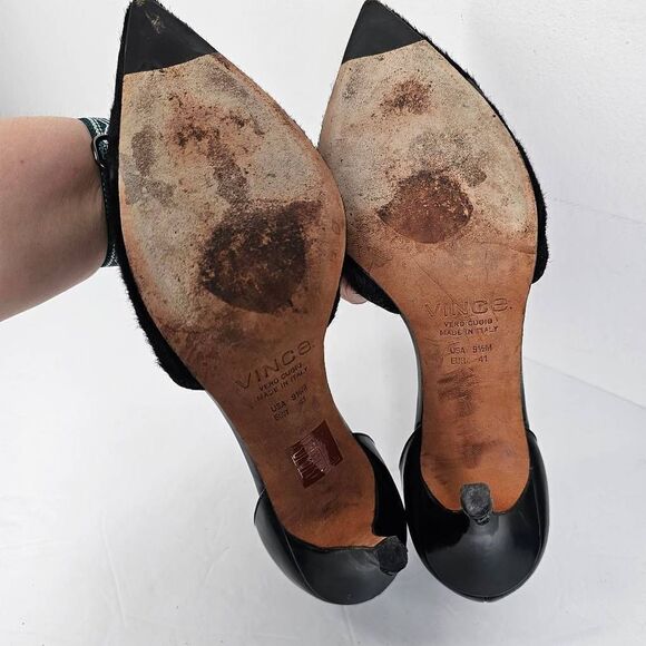 VINCE Claire Pony Hair Leather D'Orsay Pumps Black 9.5 - Picture 8 of 11